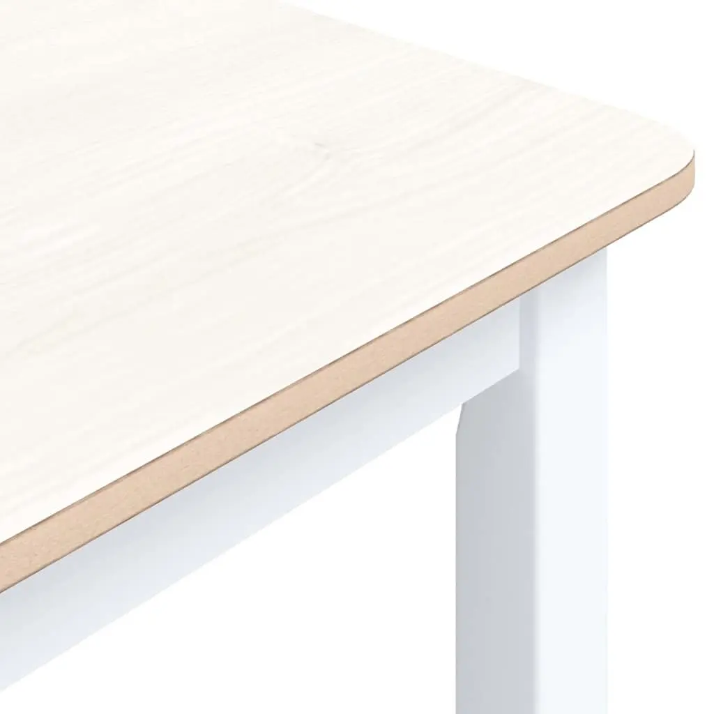 Dining Table White Brown Solid Rubber Wood Kitchen Room Furniture 114x71x75cm