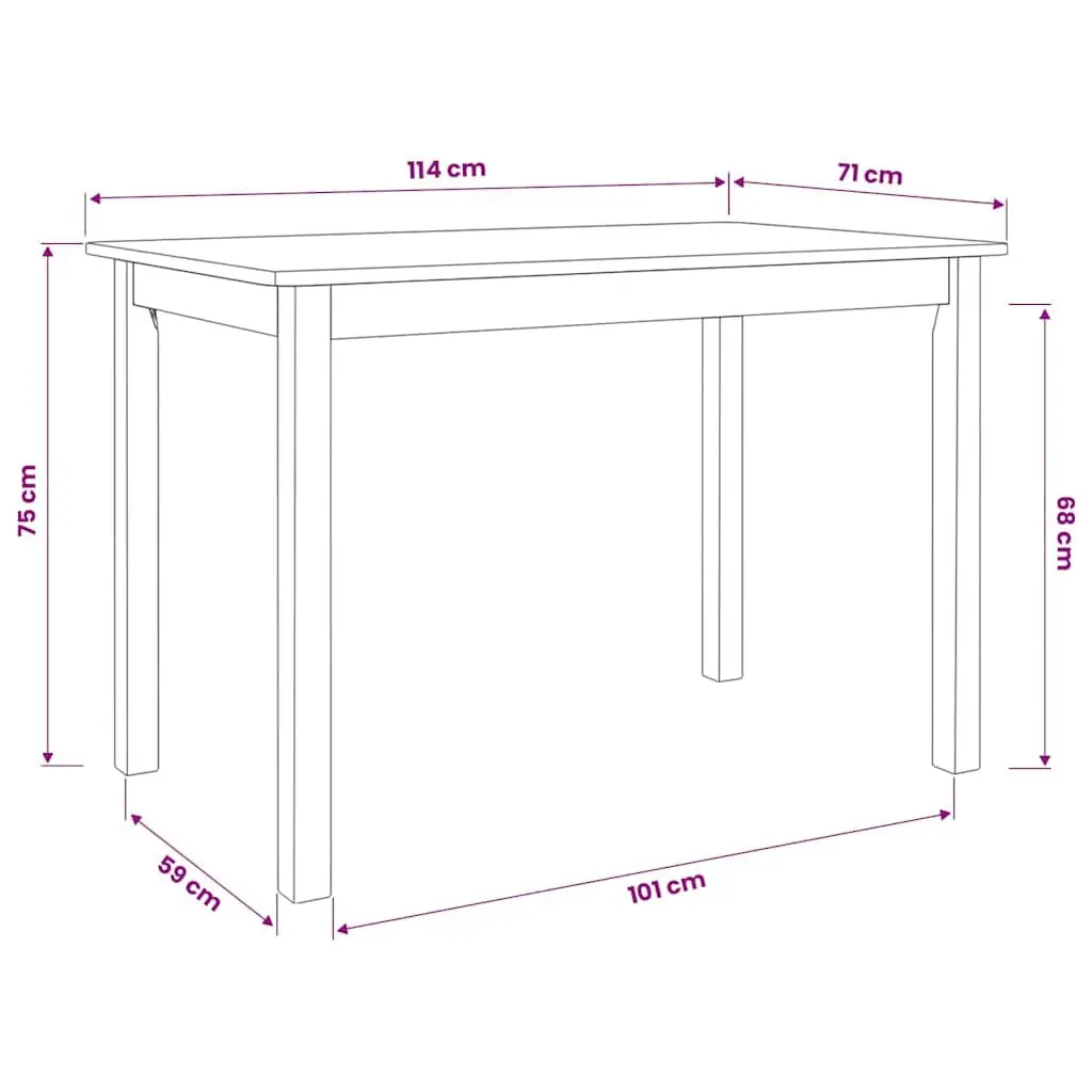 Solid Rubber Wood Dining Table Kitchen Furniture Black 114x71x75cm