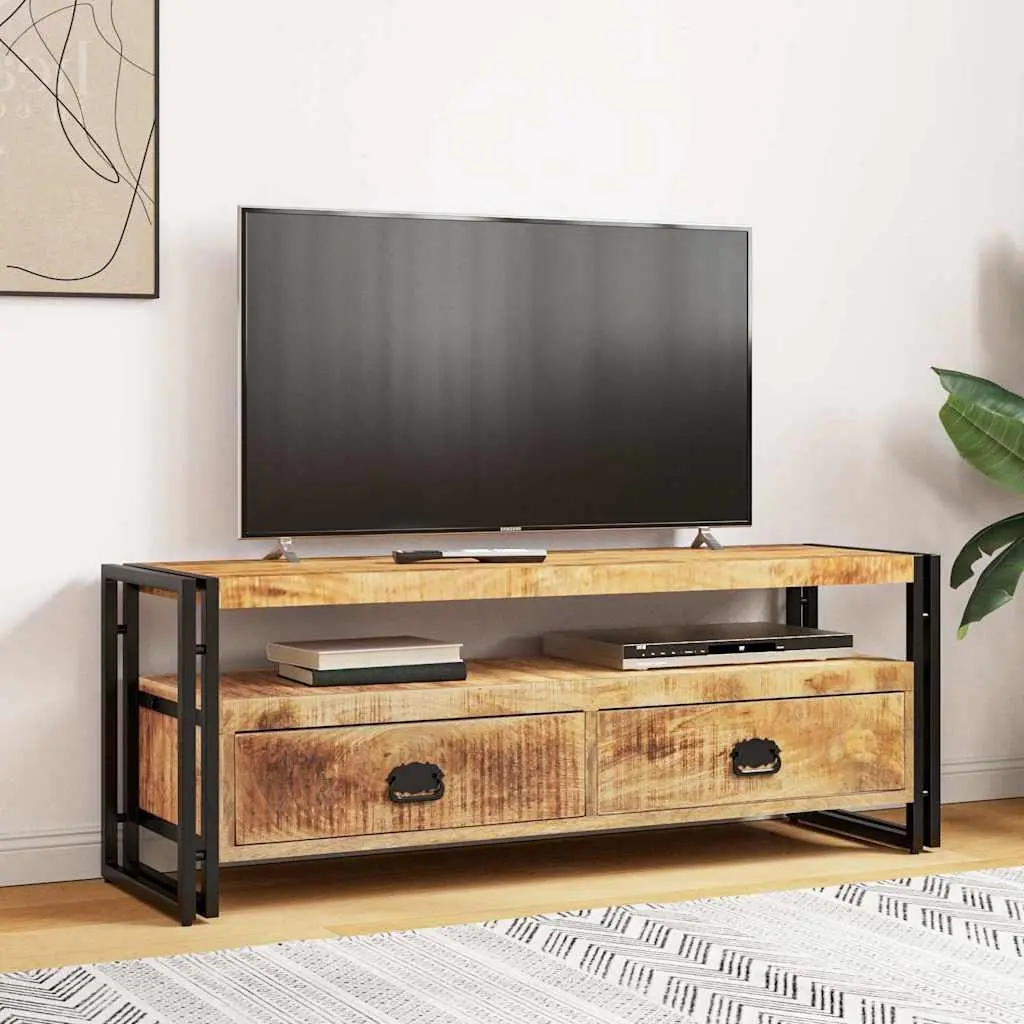 TV Cabinet 120x35x45 cm Solid Mango Wood Brown Vintage Style Storage Unit