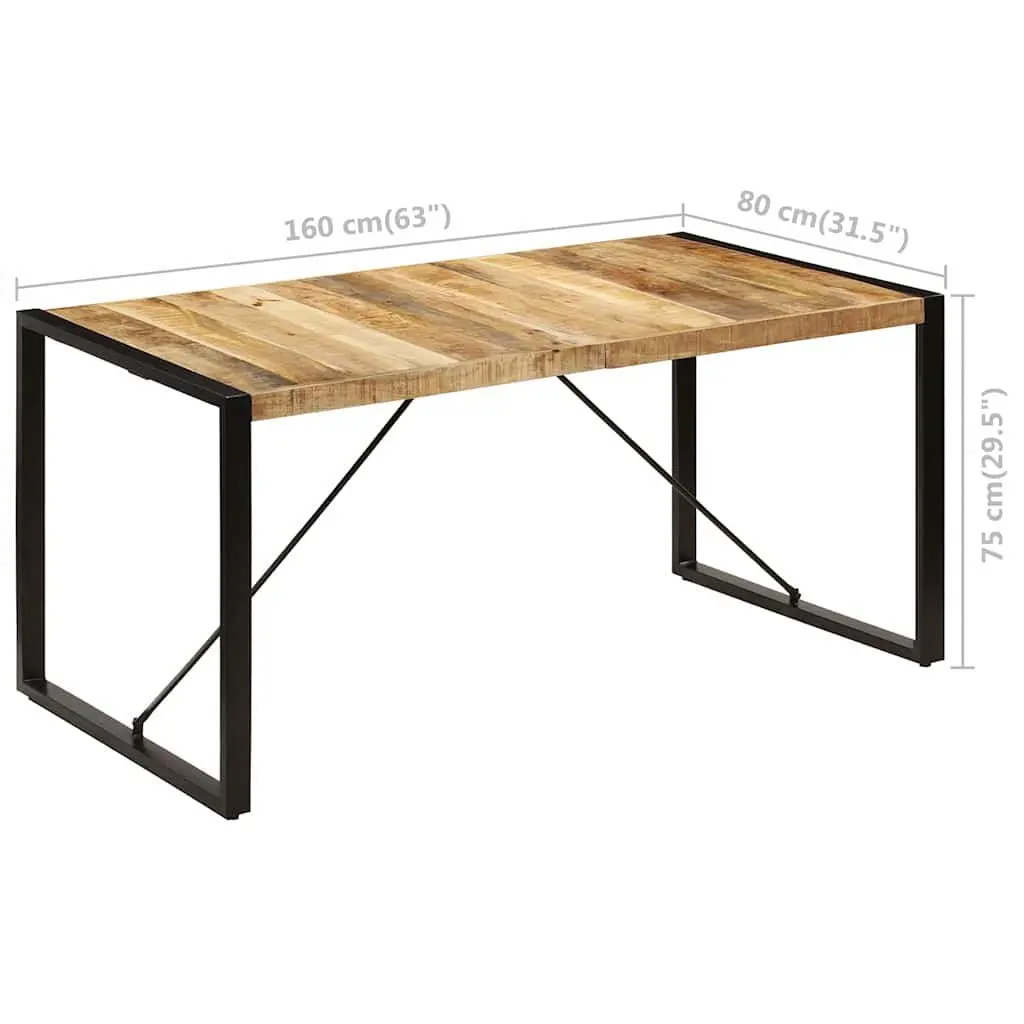 Dining Table Industrial Style Solid Mango Wood 160x80x75cm Brown