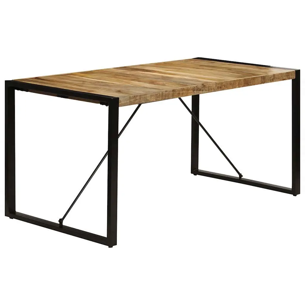 Dining Table Industrial Style Solid Mango Wood 160x80x75cm Brown