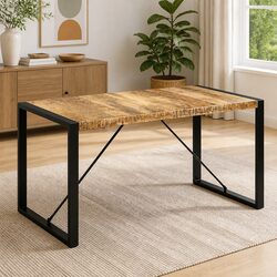 Dining Table 140x70x75cm Solid Mango Wood Industrial Kitchen Furniture Brown