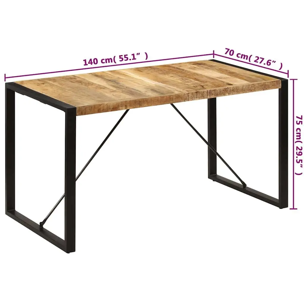 Dining Table Industrial Style Solid Mango Wood 140x70x75cm Brown