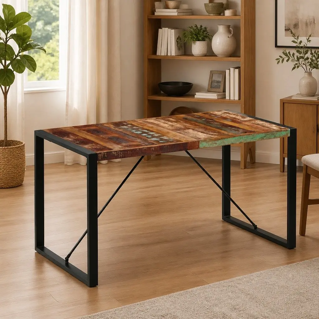 Dining Table Solid Reclaimed Wood Rustic 140x70x75 cm