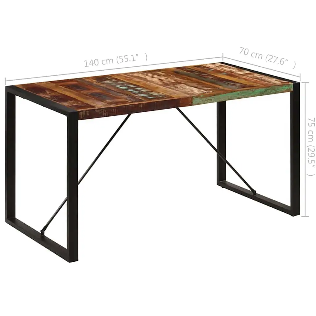 Dining Table Solid Reclaimed Wood Rustic 140x70x75 cm