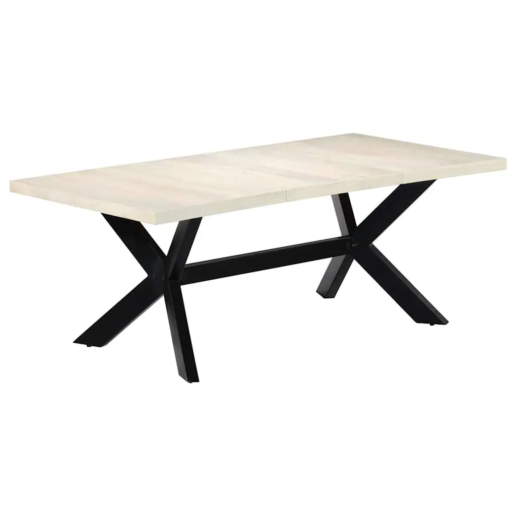 Dining Table Modern Style White 200x100x75 cm Solid Mango Wood