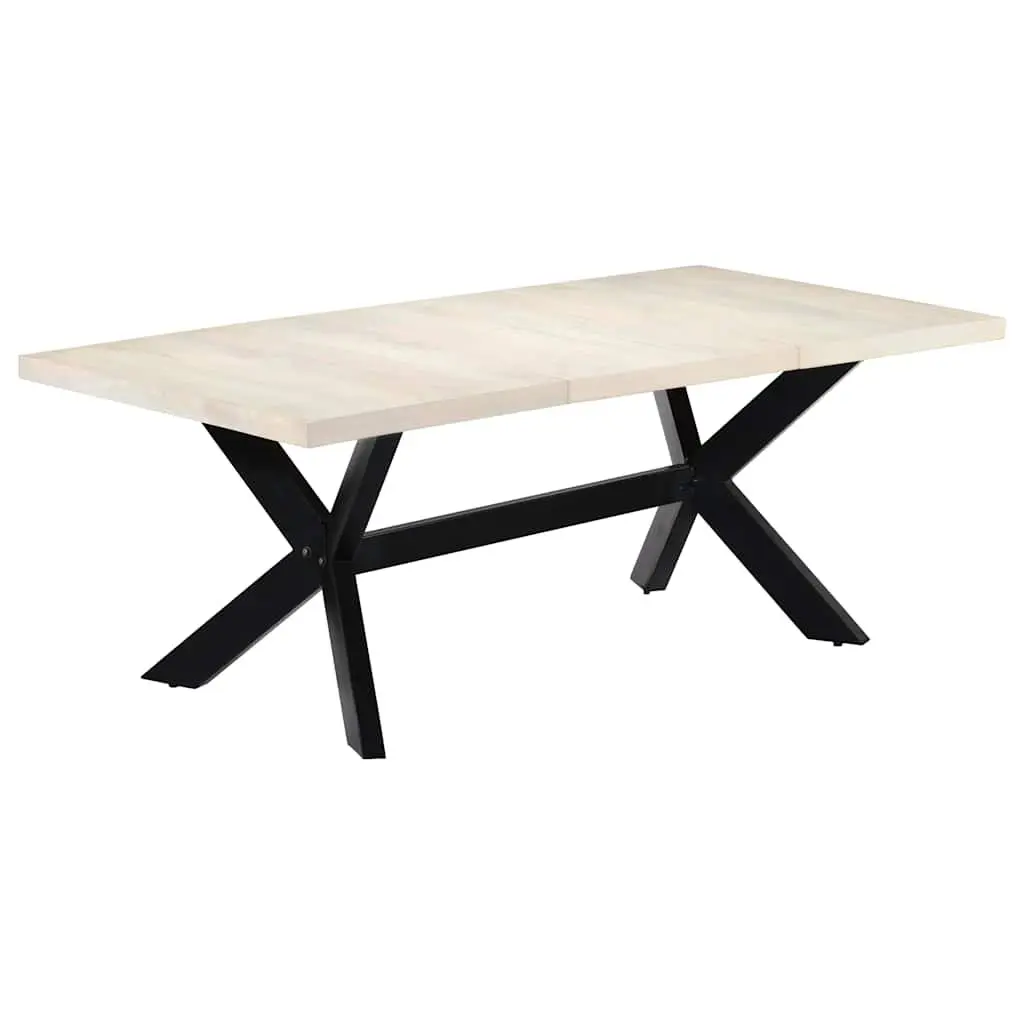 Dining Table Modern Style White 200x100x75 cm Solid Mango Wood