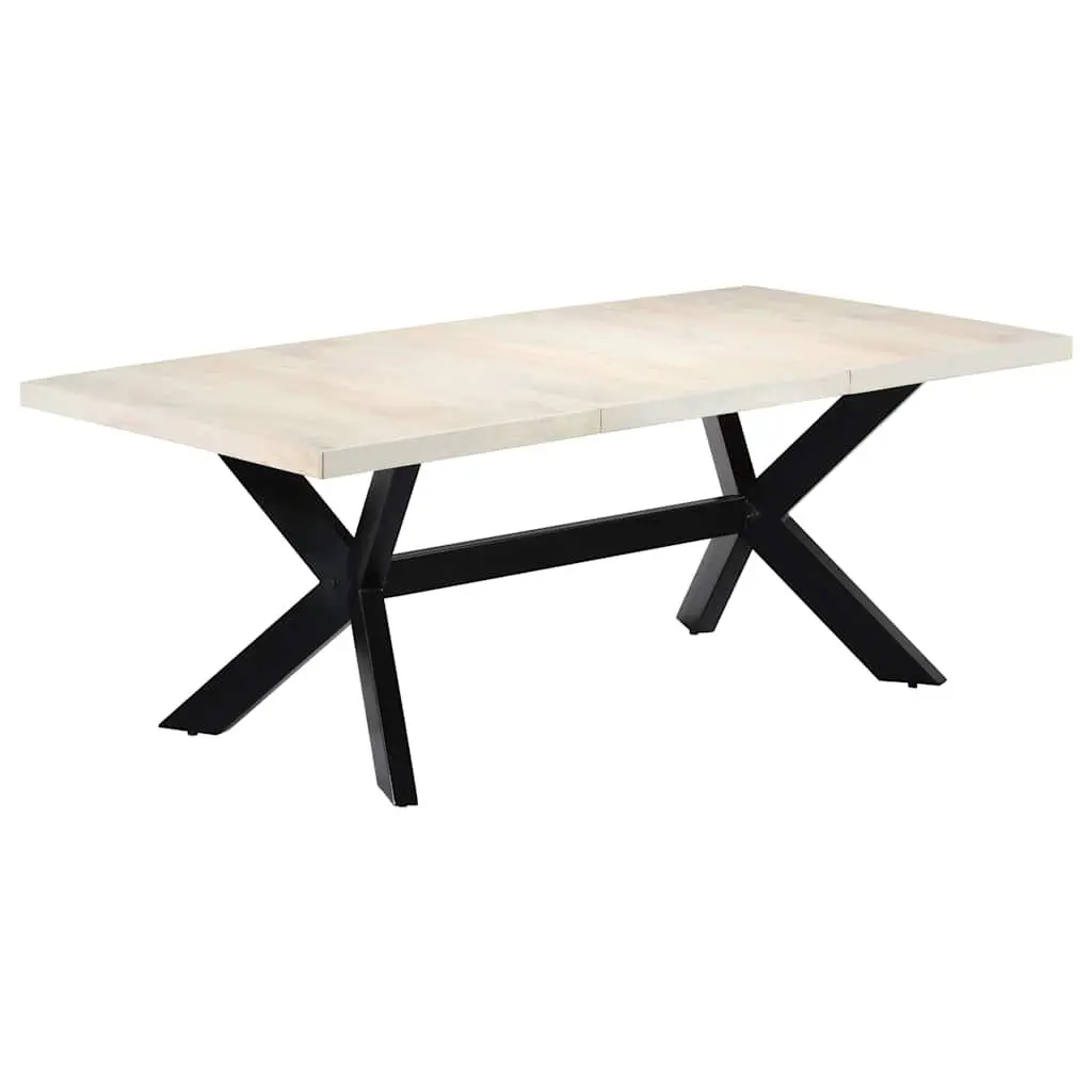 Dining Table Modern Style White 200x100x75 cm Solid Mango Wood