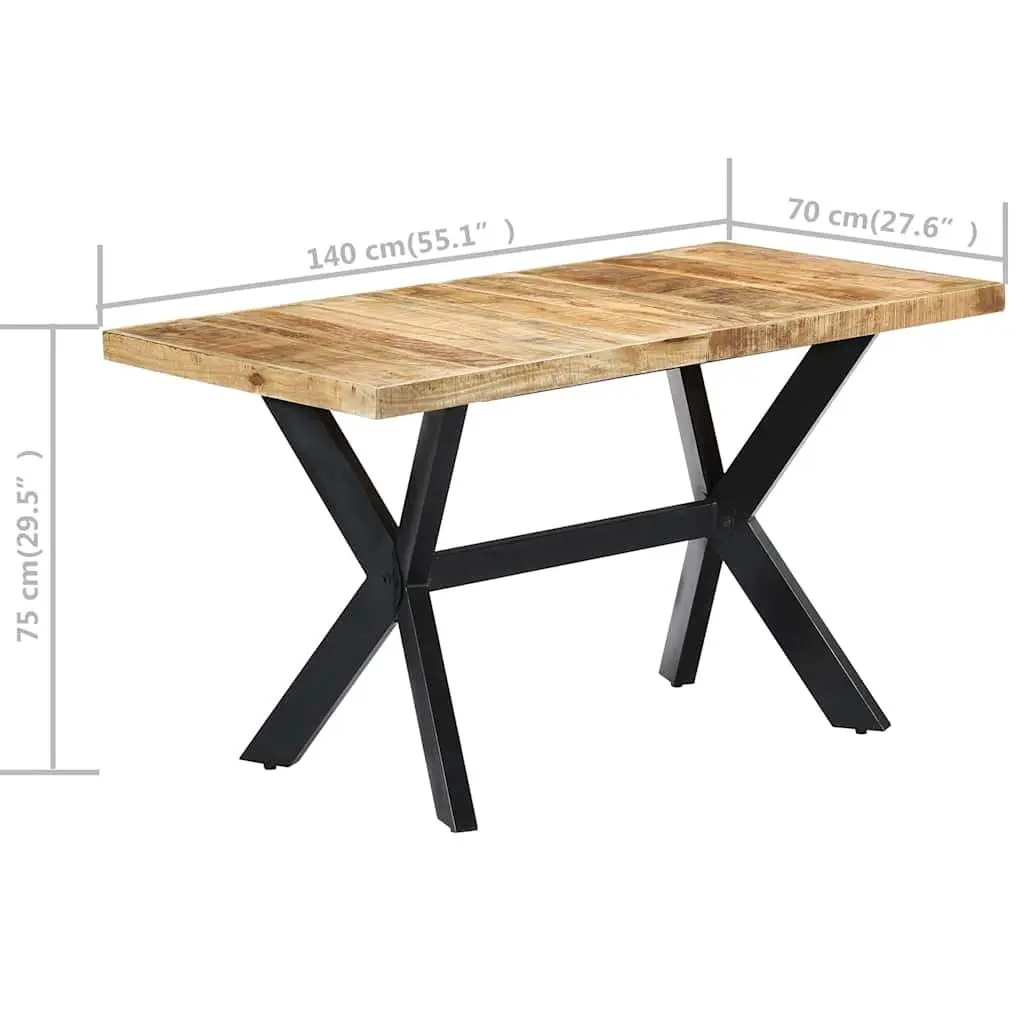 Dining Table Industrial Style Solid Mango Wood 140x70x75 cm