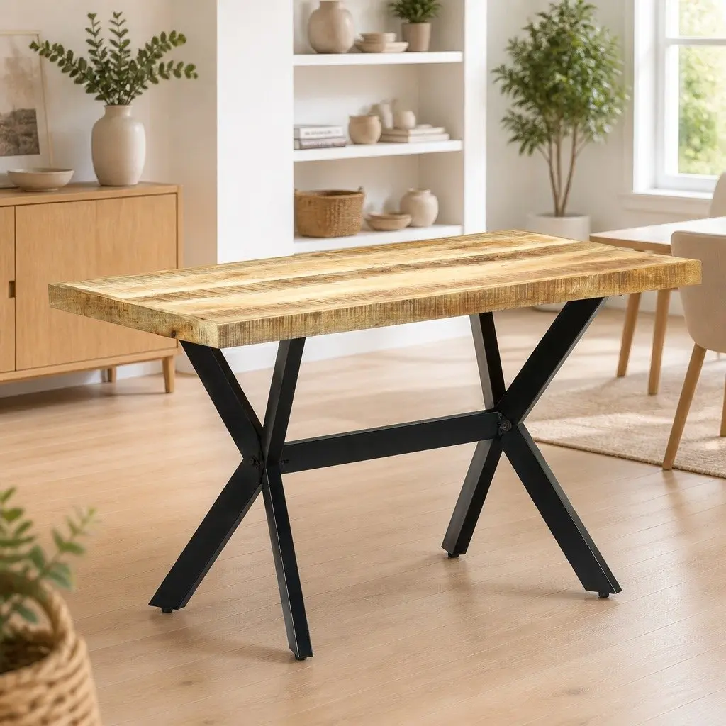 Dining Table Industrial Style Solid Mango Wood 120x60x75 cm