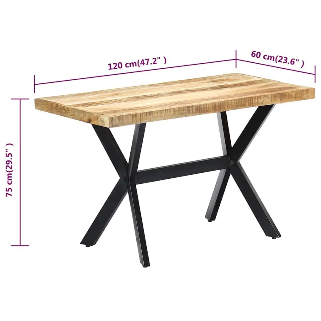 Dining Table Industrial Style Solid Mango Wood 120x60x75 cm