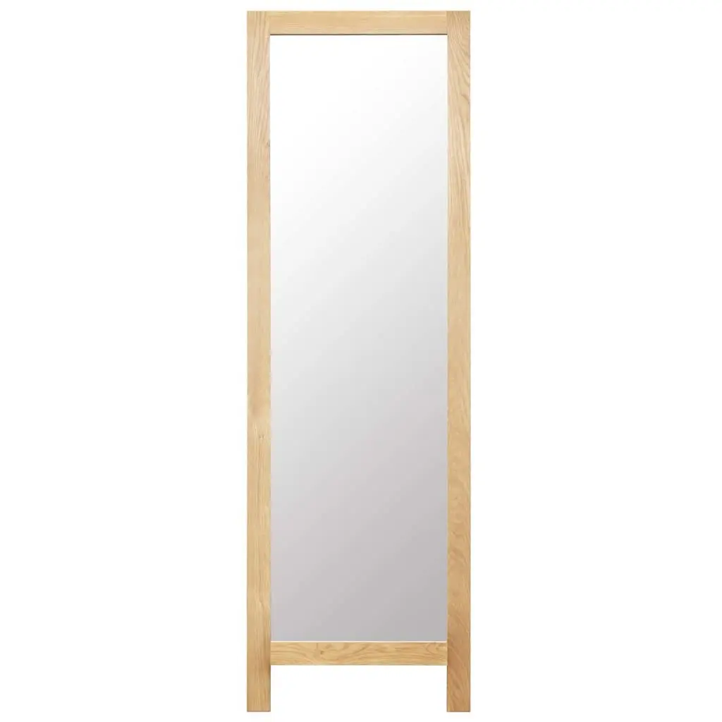 Freestanding Mirror Brown Solid Oak Wood Frame Bedroom Bathroom Hallway Decor