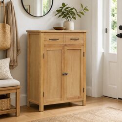 Friendly Brown Solid Wood Shoe Cabinet with Shelves and Drawer