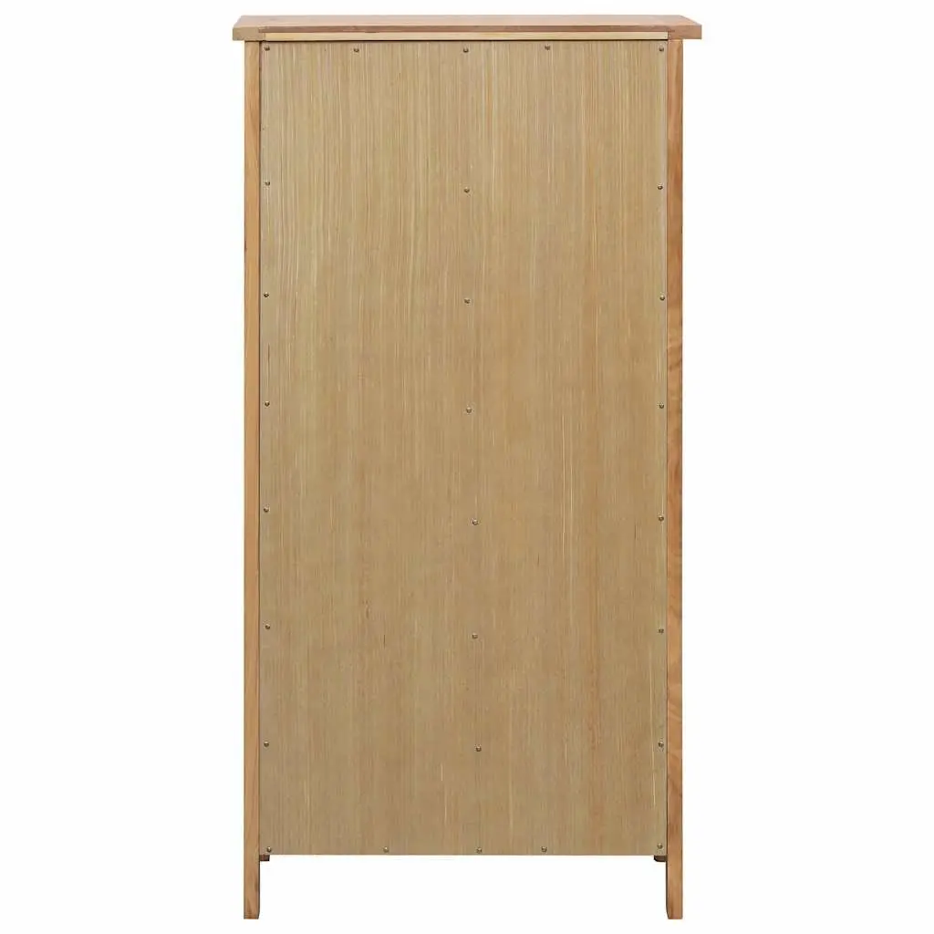 Wine Cabinet Solid Oak Wood Brown 7 Shelves
