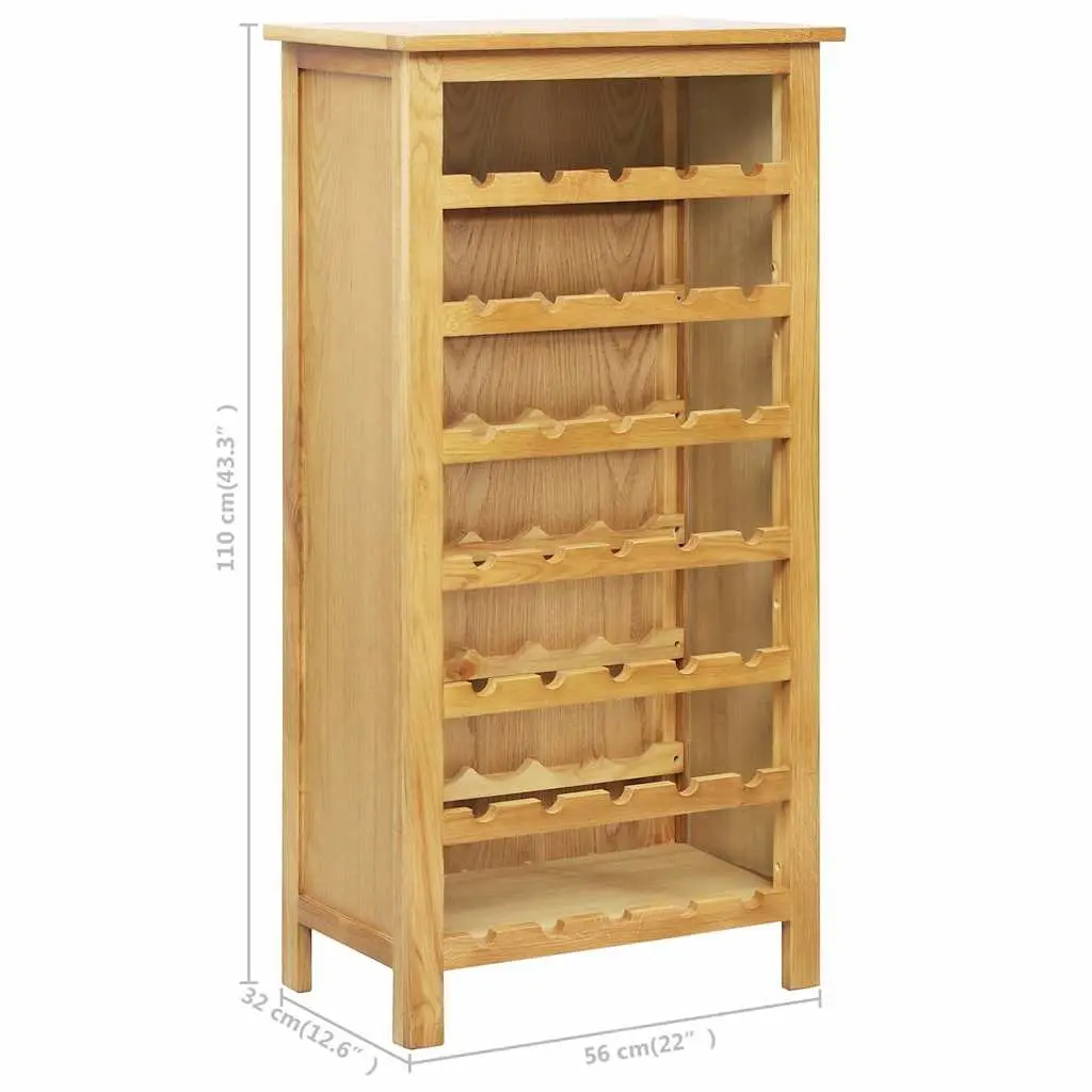 Wine Cabinet Solid Oak Wood Brown 7 Shelves