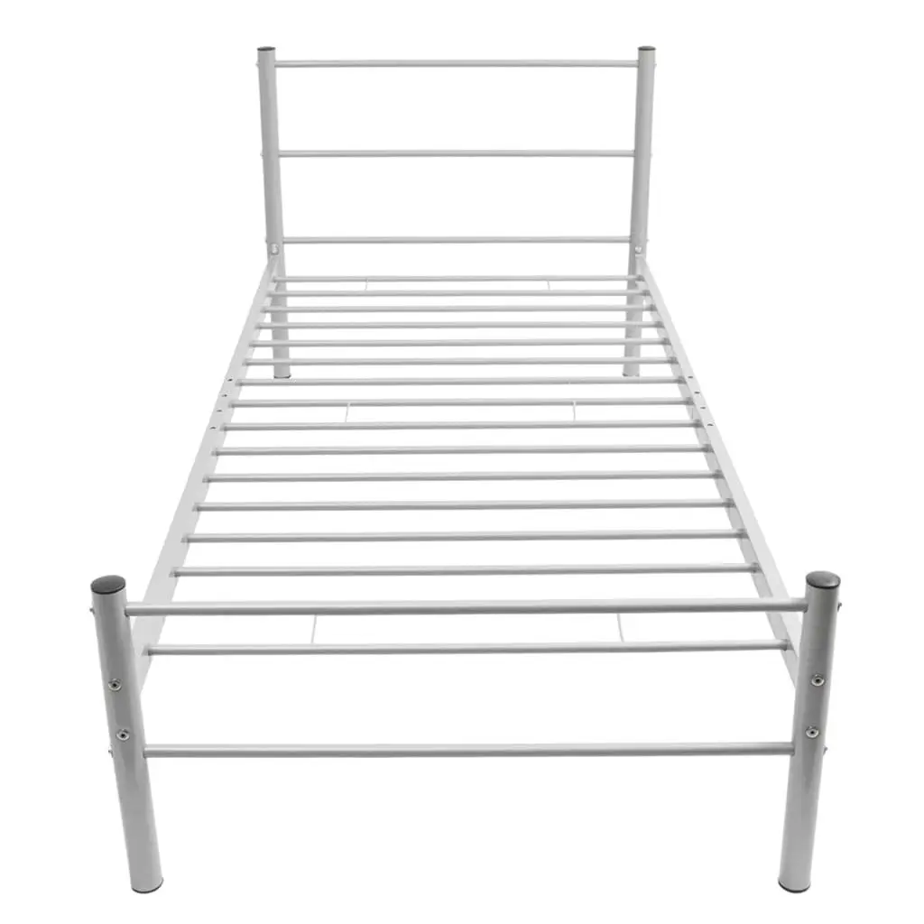 King Single Bed Frame Grey Metal Slatted Base Bedroom Furniture No Mattress