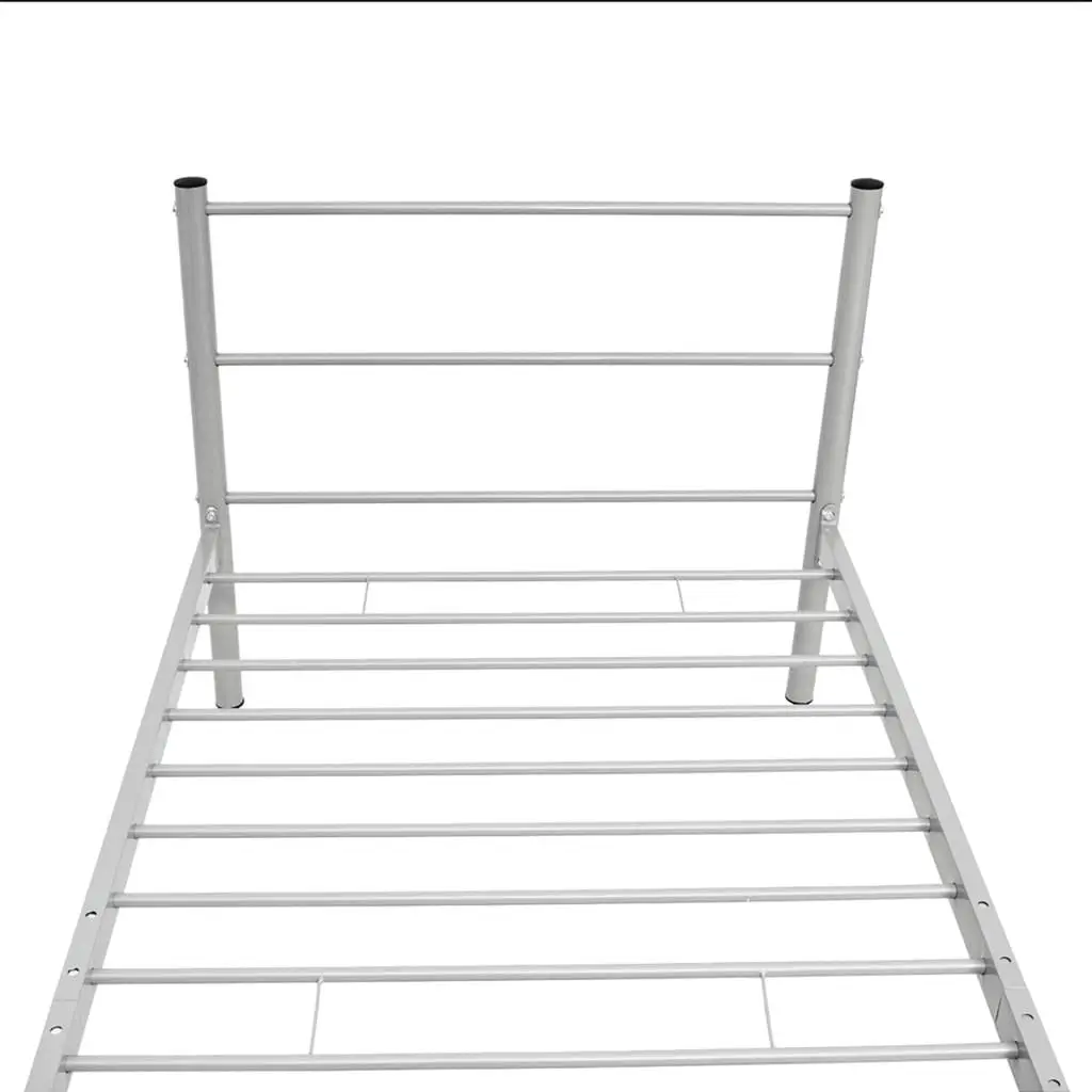 King Single Bed Frame Grey Metal Slatted Base Bedroom Furniture No Mattress