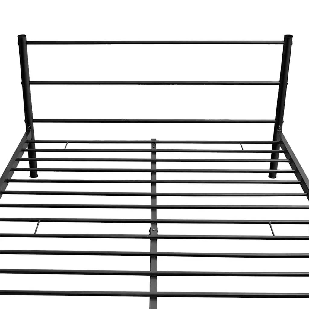 Double Bed Frame Black Metal Slatted Base 137 x 187 cm