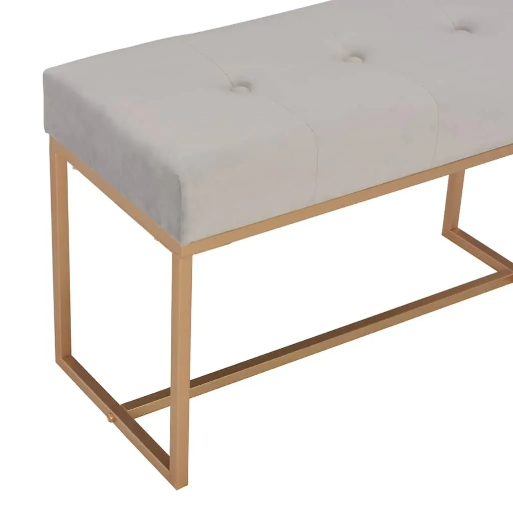 Velvet Bench Soft Upholstered 80cm Grey Entryway Living Room Seating