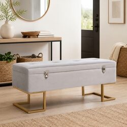 Your New Grey Velvet Storage Bench Awaits