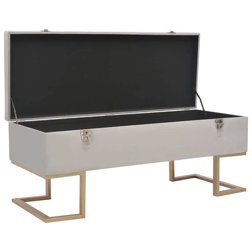 Storage Bench Grey Velvet Upholstered 105cm