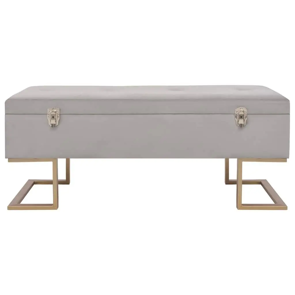 Storage Bench Grey Velvet Upholstered 105cm