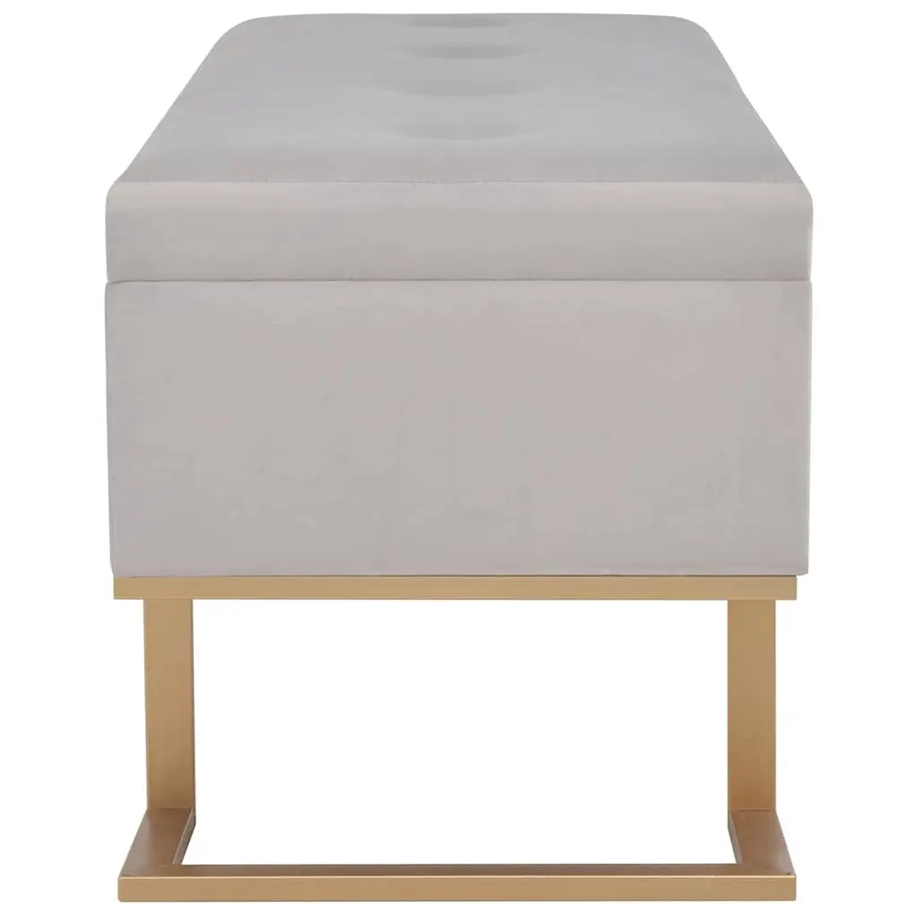 Storage Bench Grey Velvet Upholstered 105cm