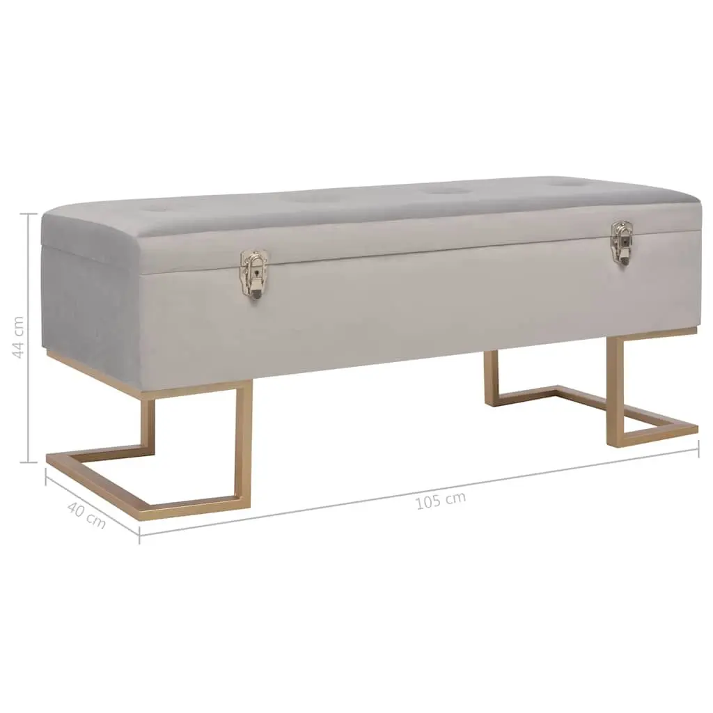 Storage Bench Grey Velvet Upholstered 105cm