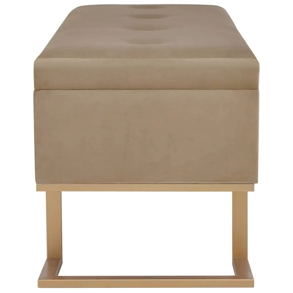 Storage Bench Beige Velvet Upholstered 105 cm with Interior Compartment