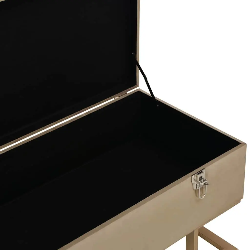 Storage Bench Beige Velvet Upholstered 105 cm with Interior Compartment