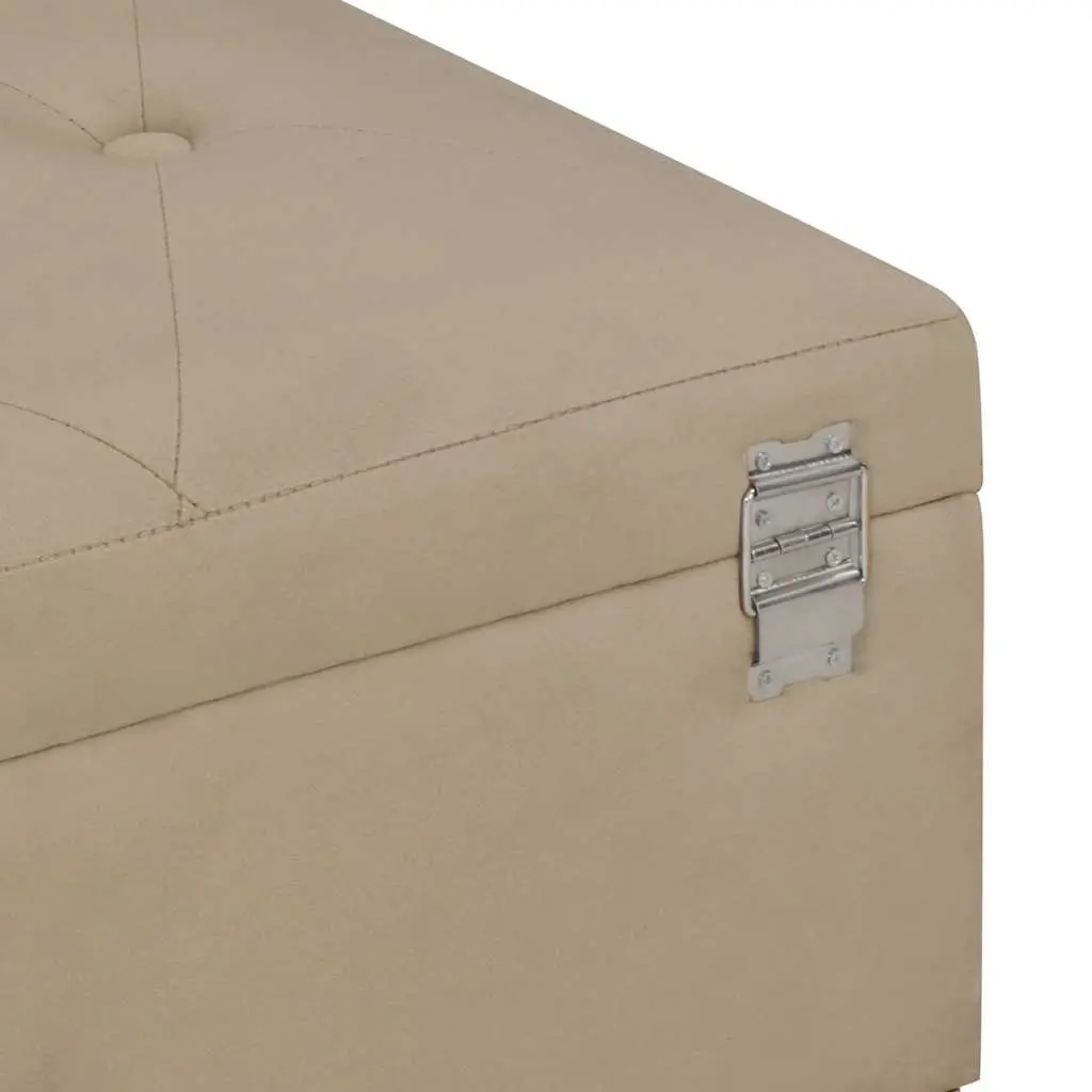 Storage Bench Beige Velvet Upholstered 105 cm with Interior Compartment