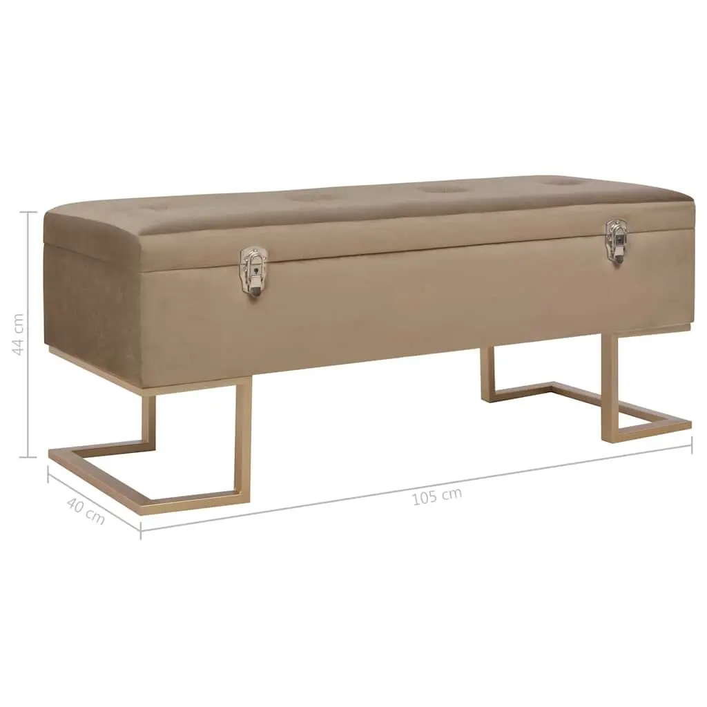 Storage Bench Beige Velvet Upholstered 105 cm with Interior Compartment