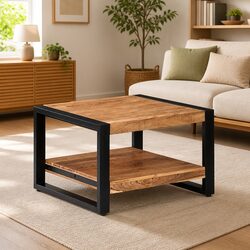 Friendly Retro Coffee Table 60x60x40 cm in Brown Acacia