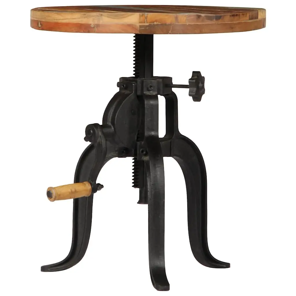Adjustable Side Table Reclaimed Wood 45-62cm Cast Iron Legs