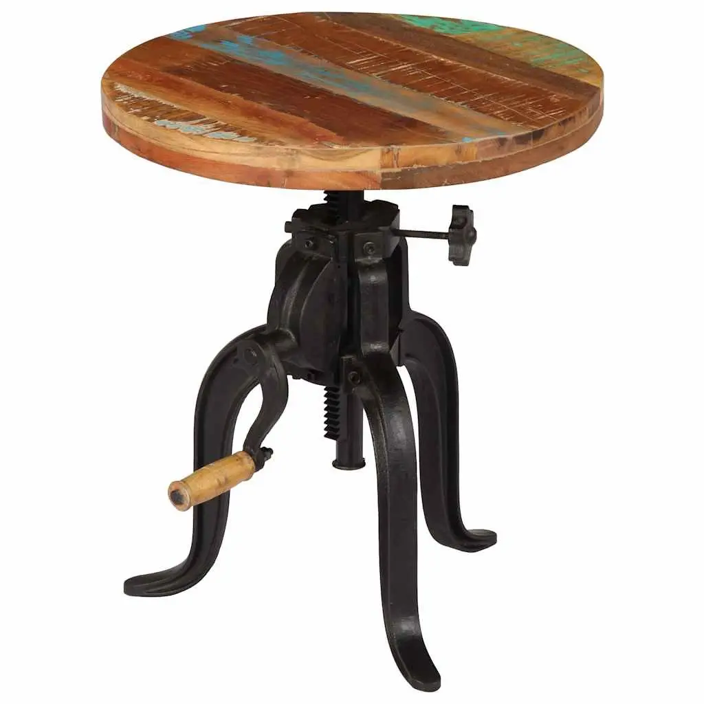 Adjustable Side Table Reclaimed Wood 45-62cm Cast Iron Legs
