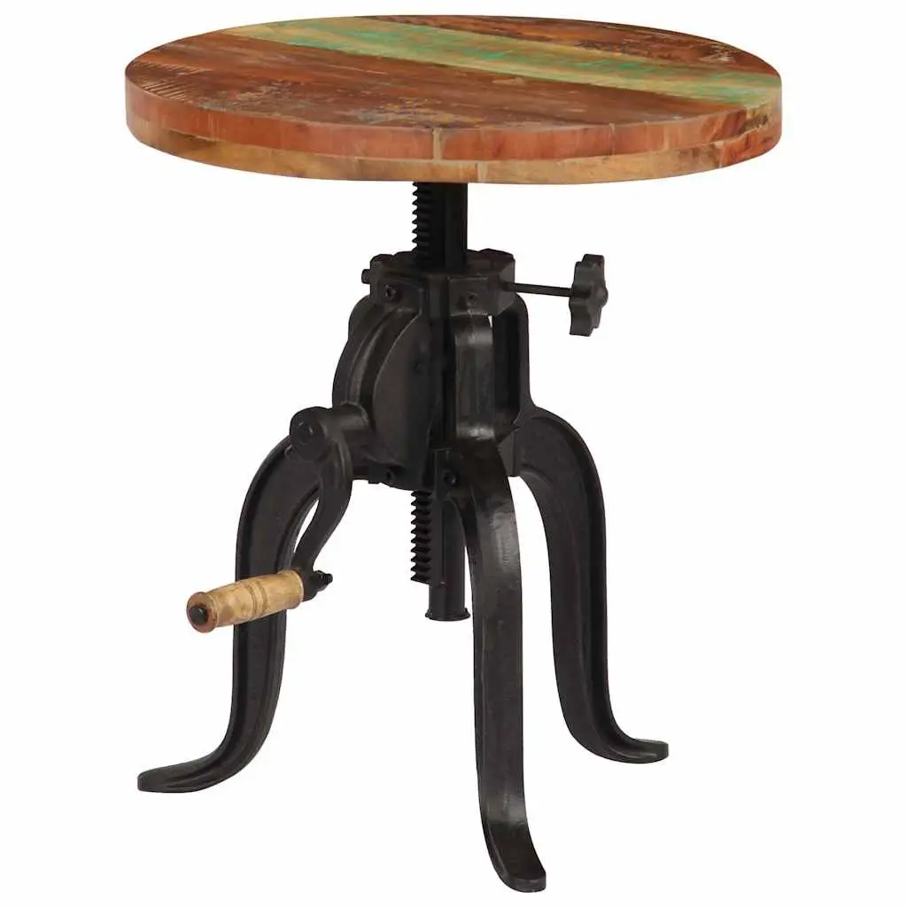 Adjustable Side Table Reclaimed Wood 45-62cm Cast Iron Legs