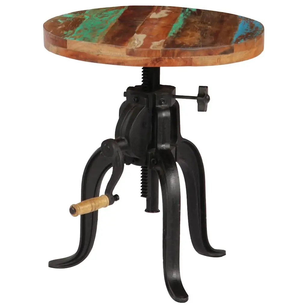 Adjustable Side Table Reclaimed Wood 45-62cm Cast Iron Legs