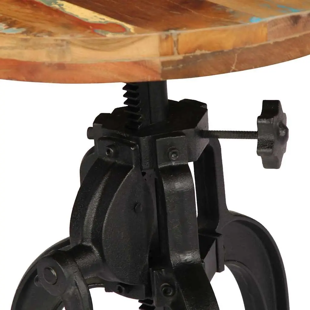 Adjustable Side Table Reclaimed Wood 45-62cm Cast Iron Legs