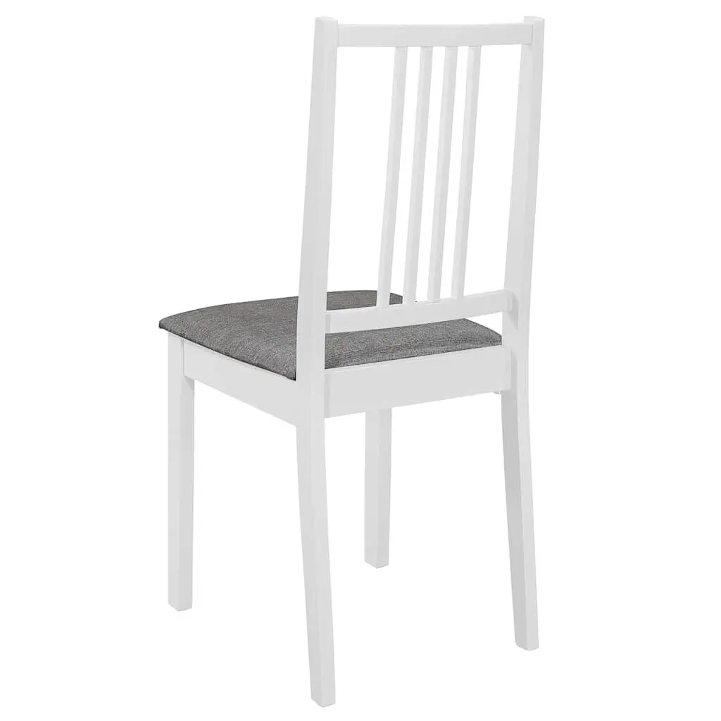 Dining Chairs Cushioned Solid Wood White 4 Piece Set