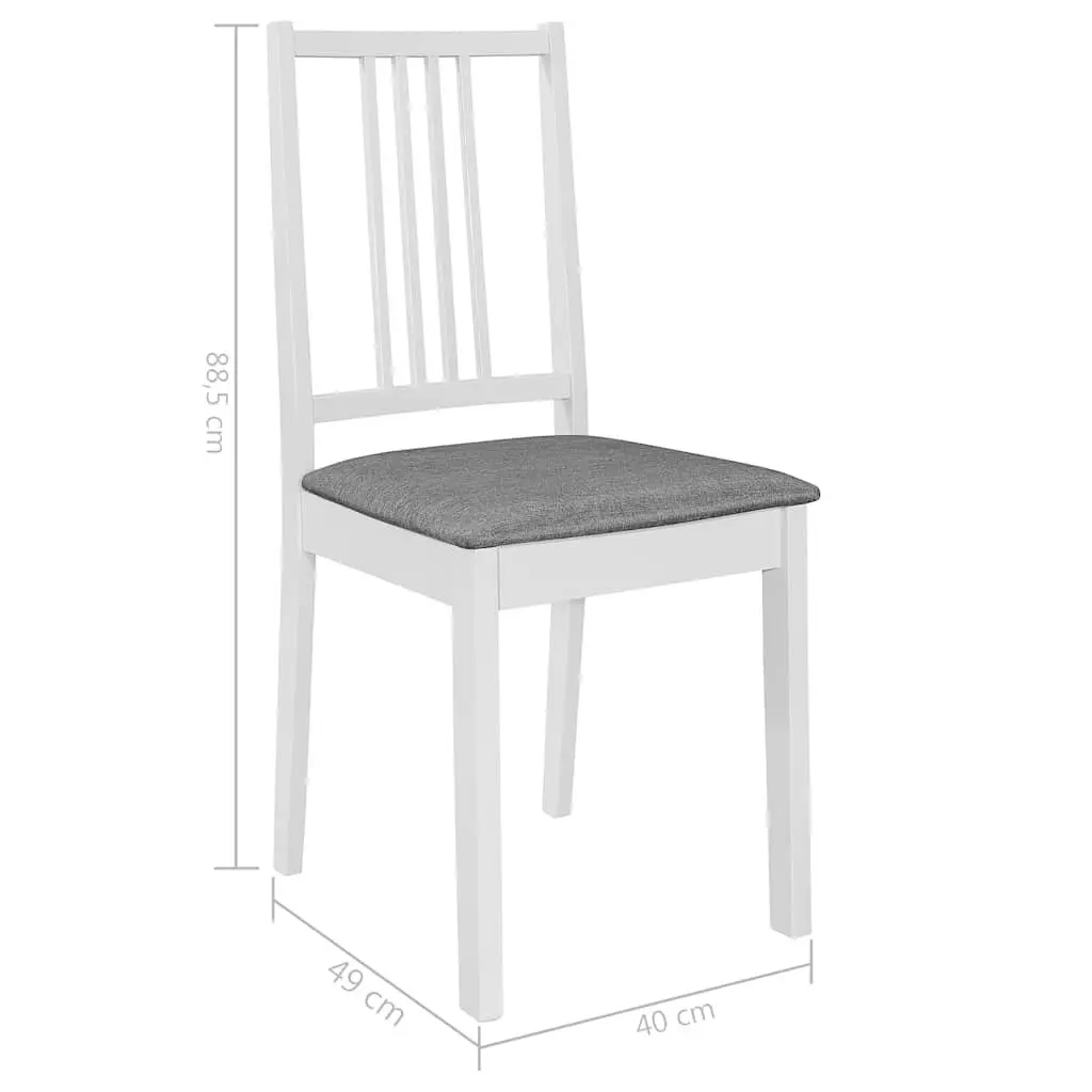 Dining Chairs Cushioned Solid Wood White 4 Piece Set