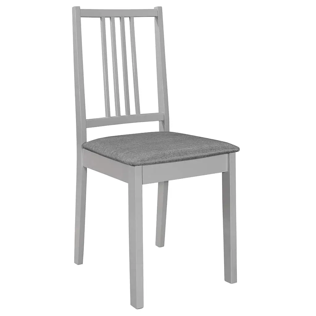 Dining Chairs Set of 4 Grey Cushioned Solid Wood Kitchen Seating Furniture