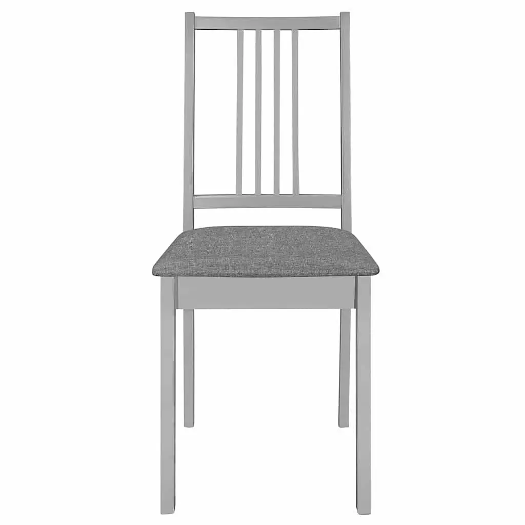 Dining Chairs Set of 4 Grey Cushioned Solid Wood Kitchen Seating Furniture