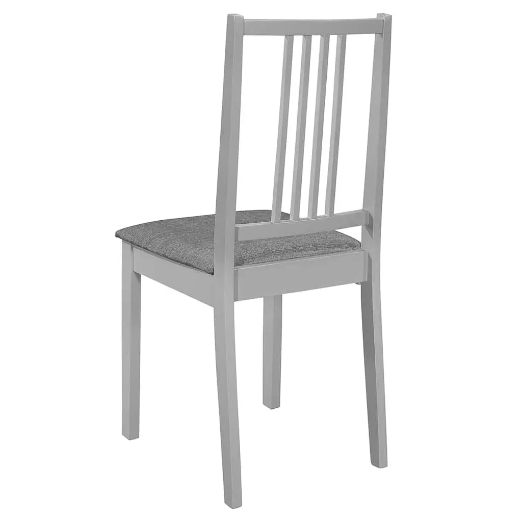 Dining Chairs Set of 4 Grey Cushioned Solid Wood Kitchen Seating Furniture