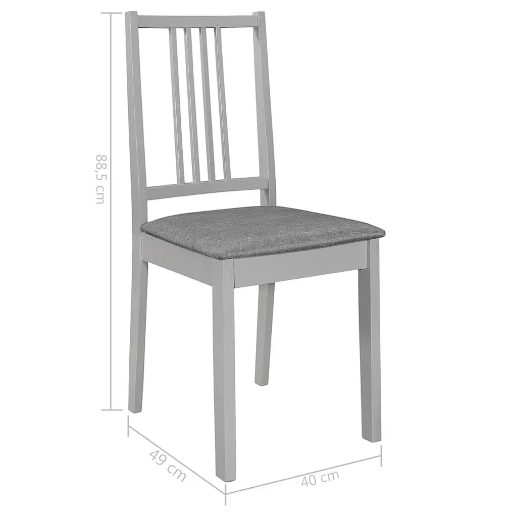 Dining Chairs Set of 4 Grey Cushioned Solid Wood Kitchen Seating Furniture