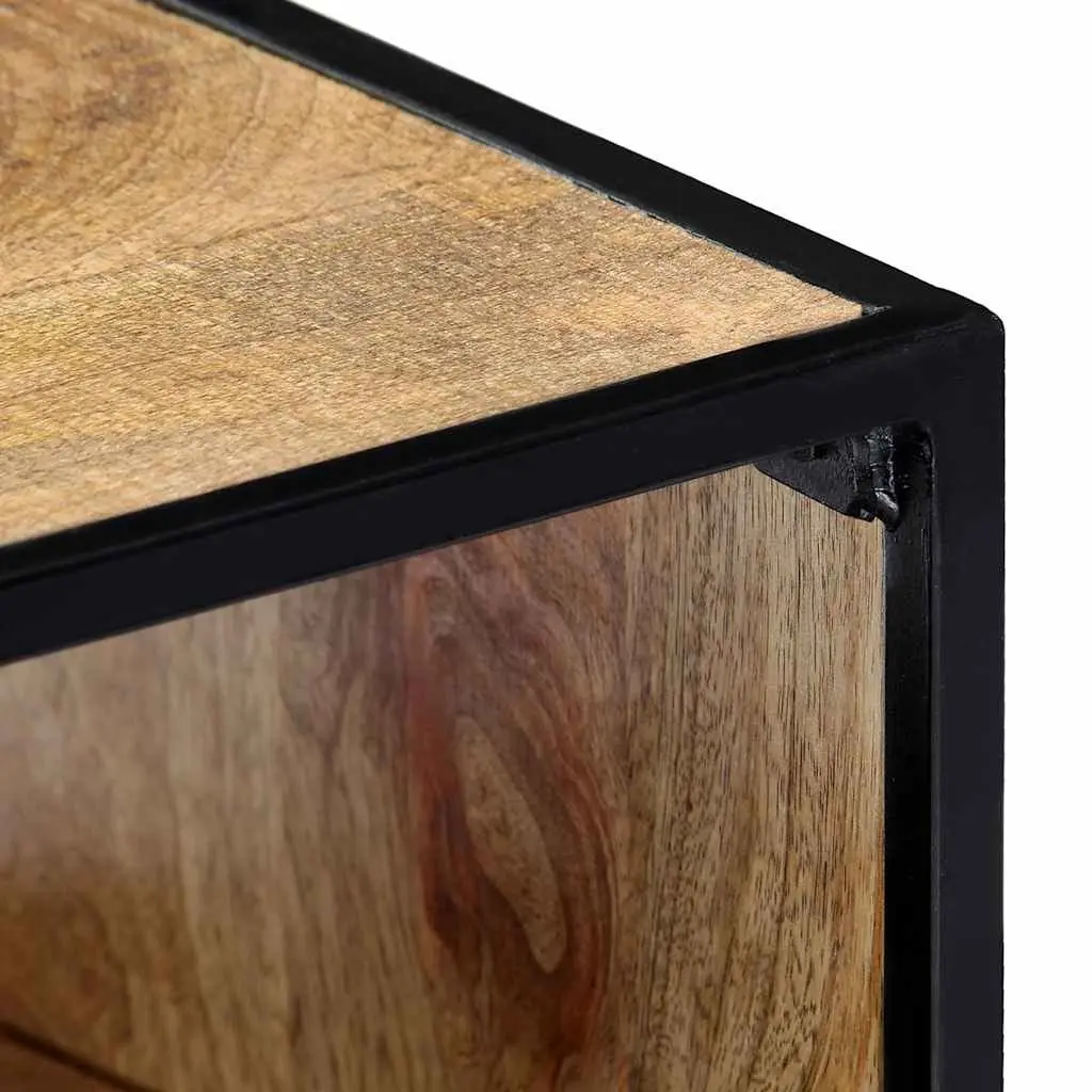 Bedside Table Nightstand 40x30x50cm Solid Mango Wood with Steel Legs Brown