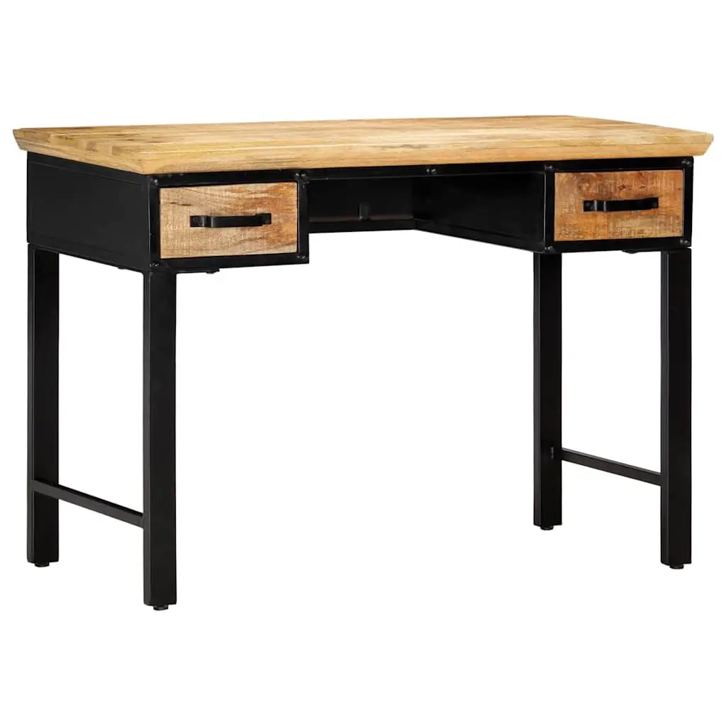 Writing Desk Solid Mango Wood Brown 110x50x76 cm with 2 Drawers Storage