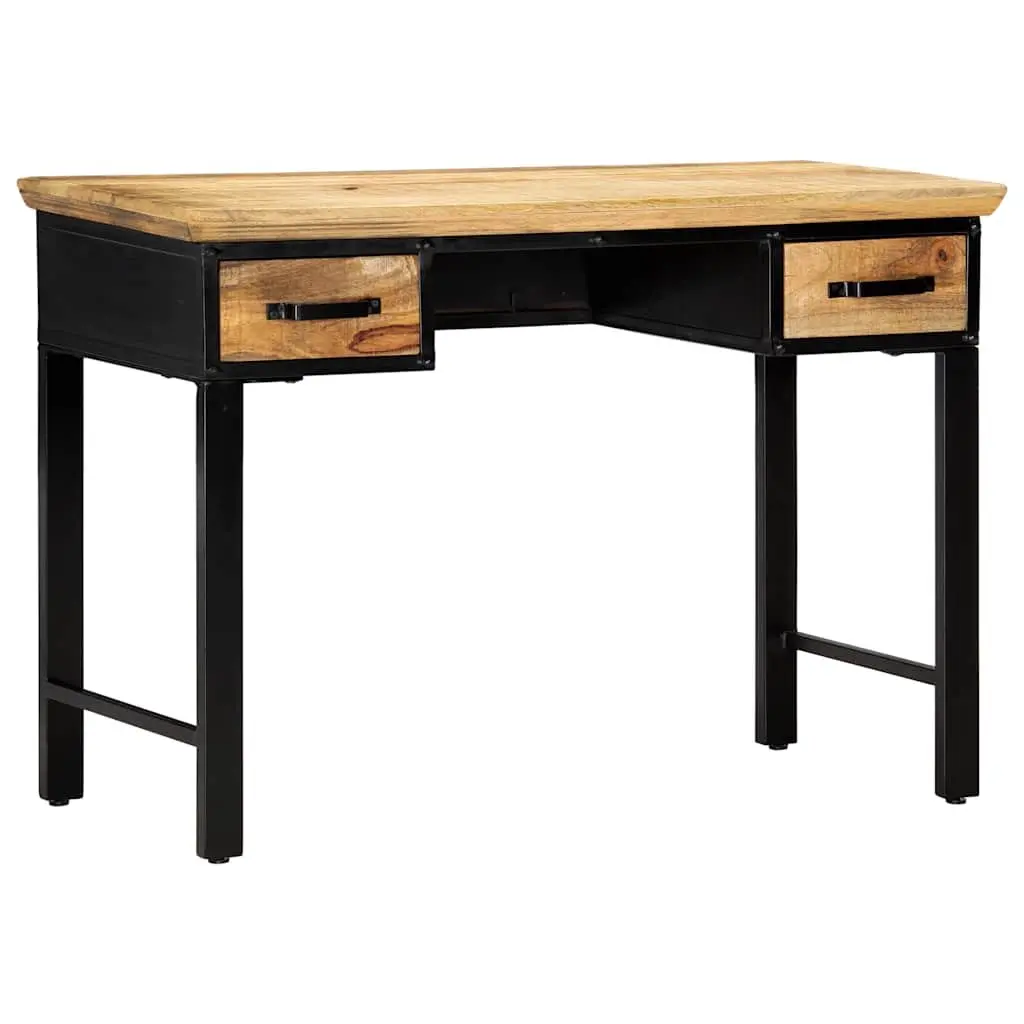 Writing Desk Solid Mango Wood Brown 110x50x76 cm with 2 Drawers Storage