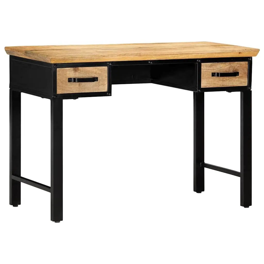 Writing Desk Solid Mango Wood Brown 110x50x76 cm with 2 Drawers Storage