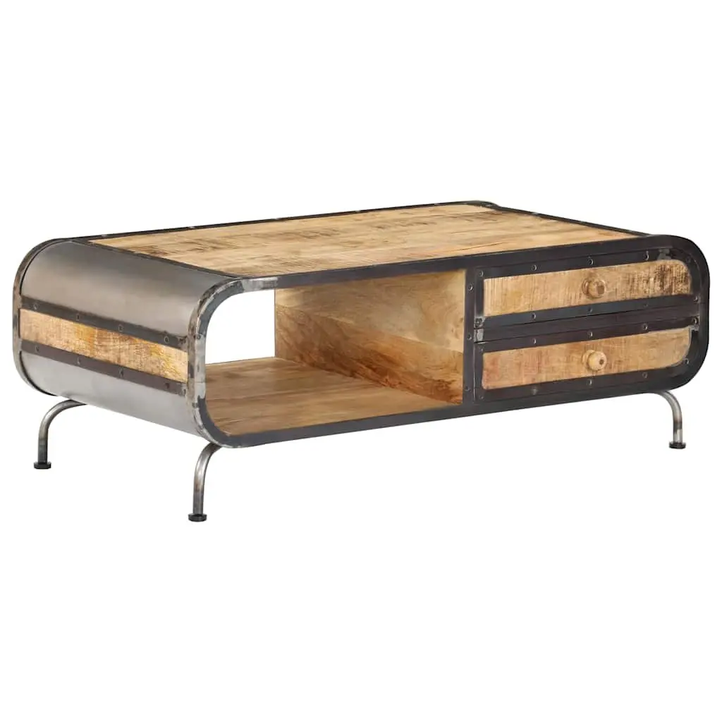 Coffee Table 100x50x35cm Solid Mango Wood Living Room Accent Storage Drawers