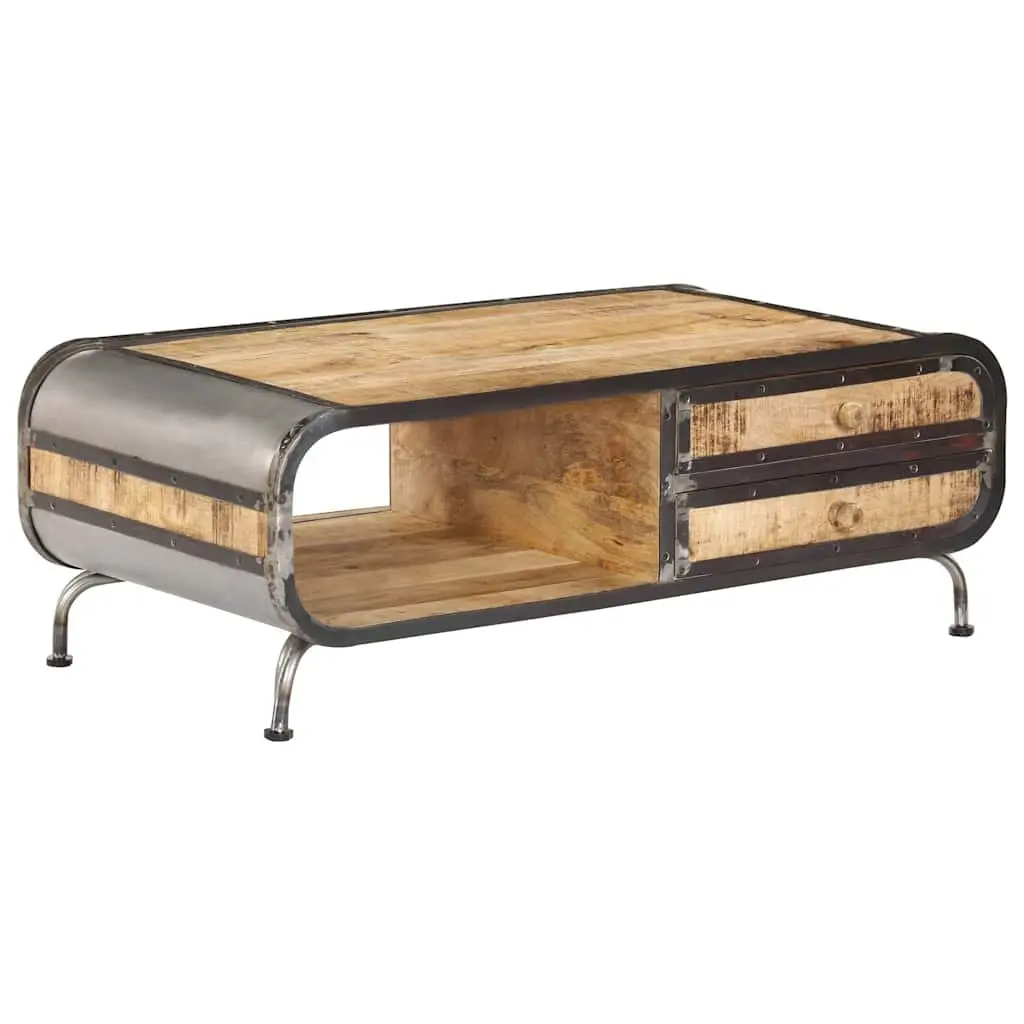 Coffee Table 100x50x35cm Solid Mango Wood Living Room Accent Storage Drawers